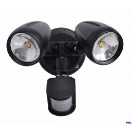 Phonix-PHL4202 Black,Silver,Brush Chrome and White - 30W LED Twin Spotlight With Sensor